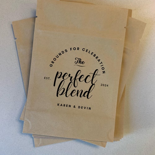 "The Perfect Blend" Personalized Coffee Wedding Favor Bags