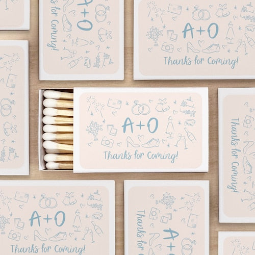 Personalized Wedding Matchboxes – Set of 50 Custom Matchbox Favors
