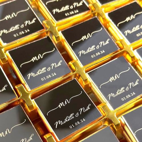 Rose Plexiglass Wedding Chocolate Favors – Set of 50