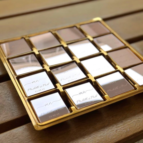 50 Rose Plexiglass Wedding Chocolate Favors
