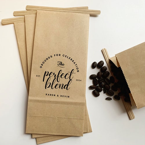 "The Perfect Blend" Personalized Coffee Wedding Favor Bags