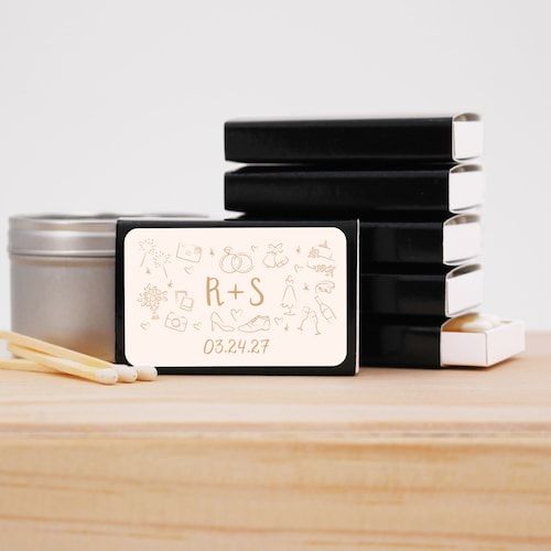Personalized Wedding Matchboxes – Set of 50 Custom Matchbox Favors