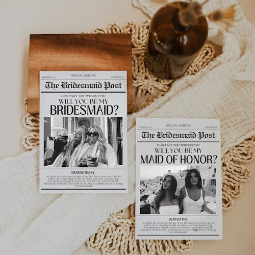 Bridesmaid Proposal Newspaper Card