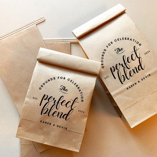 "The Perfect Blend" Personalized Coffee Wedding Favor Bags