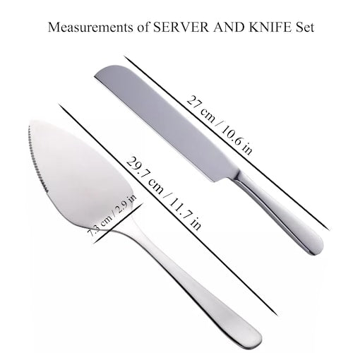 Floral Engraved Wedding Cake Cutting Set – Personalized Knife and Server