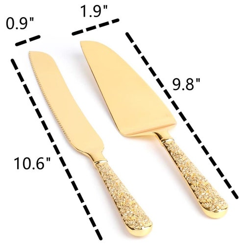 Personalized Gold & Silver Wedding Cake Cutting Set with Engraving
