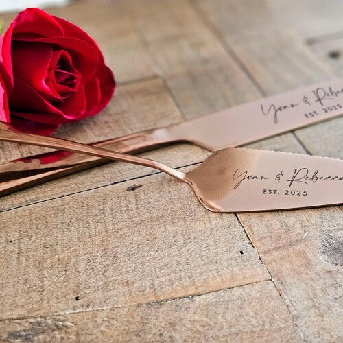 Personalized Wedding Cake Knife & Server Set – Custom Laser