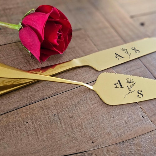 Personalized Wedding Cake Knife & Server Set – Custom Laser