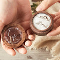 Personalized Wooden Engagement Ring Box | Double Ring Bearer Box with Custom Design