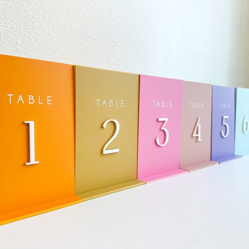 Acrylic Floral Wedding Table Numbers with Stands