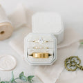 Triple Slot Linen Ring Box | Personalized Wedding & Engagement Ring Holder