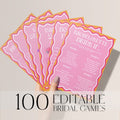 Pink Modern Bachelorette Party Games Bundle – 100 Editable Games