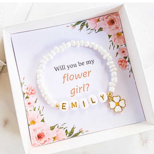 Personalized Flower Girl Bracelet with Proposal Box