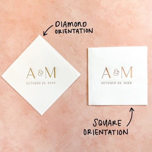 Personalized Gold Foil Initial Wedding Cocktail Napkins