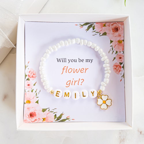 Personalized Flower Girl Bracelet with Proposal Box