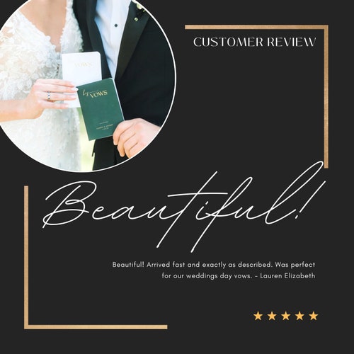 Personalized Wedding Vow Books – His & Her Vow Book Set, Gold Foil Custom Vow Renewals