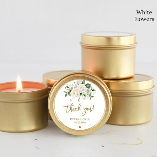 Blush Floral Wedding Candle Favors – Set of 10
