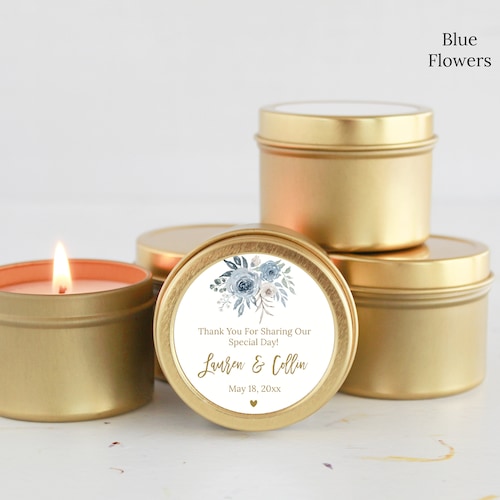Blush Floral Wedding Candle Favors – Set of 10