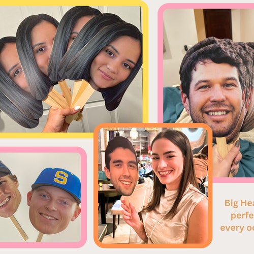 Custom Big Heads on a Stick - Personalized Party Props