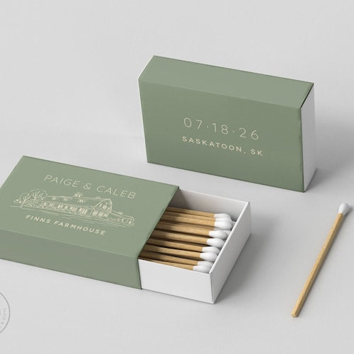 Custom Venue Wedding Matchboxes - Personalized Wedding Favor