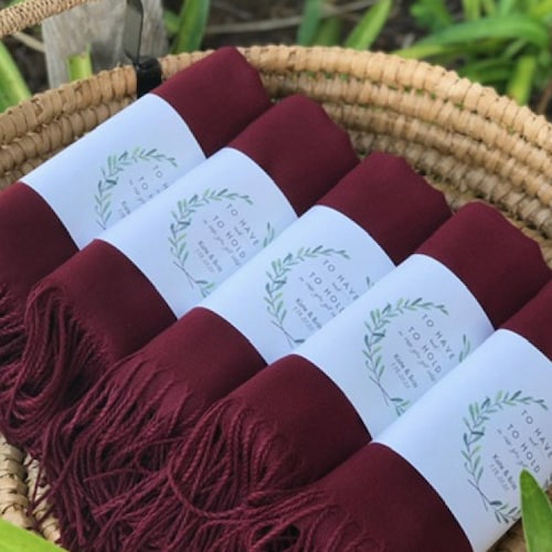 Wedding Favor Pashmina Shawls with Custom Band