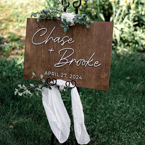 3D Gold Wooden Wedding Welcome Sign