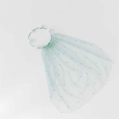 Sage Green Pearl Tulle Flower Girl Dress