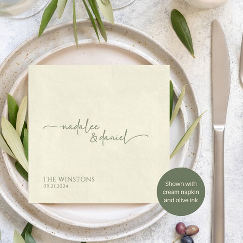 Personalized Wedding Cocktail Napkins – Modern Minimalist Design