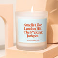Personalized Engagement Candle – "Smells Like Landon Hit the Jackpot" Funny Custom Gift for Weddings, Bachelorette Parties, and More