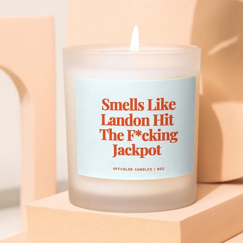 Personalized Engagement Candle – "Smells Like Landon Hit the Jackpot" Funny Custom Gift for Weddings, Bachelorette Parties, and More