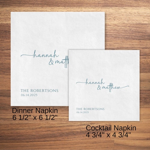 Personalized Wedding Cocktail Napkins – Modern Minimalist Design