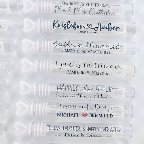 48pc Personalized Wedding Bubbles with Heart Stopper