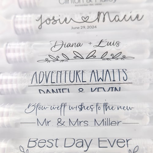 48pc Personalized Wedding Bubbles with Heart Stopper