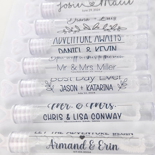 48pc Personalized Wedding Bubbles with Heart Stopper
