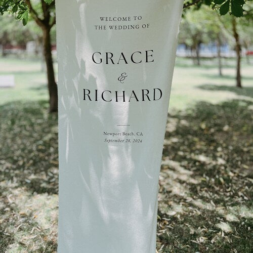 Custom Linen Fabric Wedding Welcome Sign