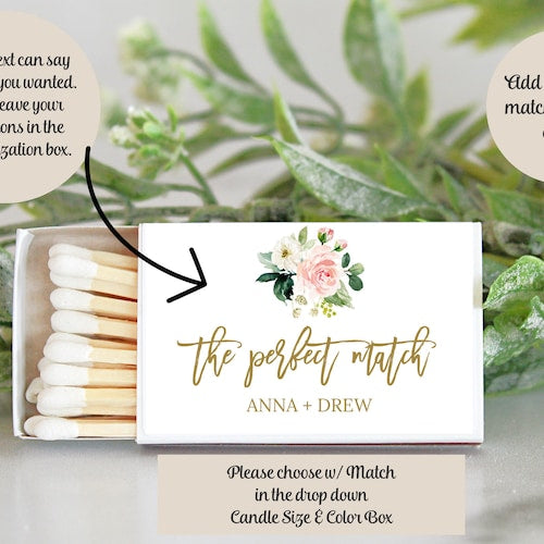 Blush Floral Wedding Candle Favors – Set of 10