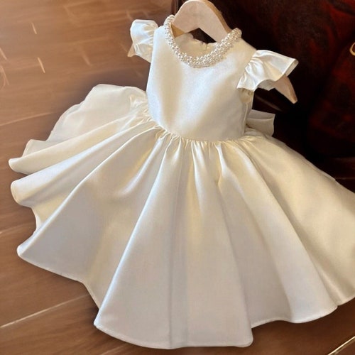 Ivory Pearls Neckline Baby Girl Dress