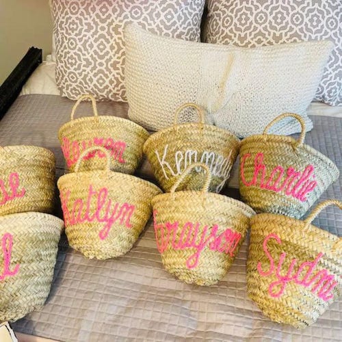 Personalized Straw Tote Bags for Bridal Party and Bachelorette