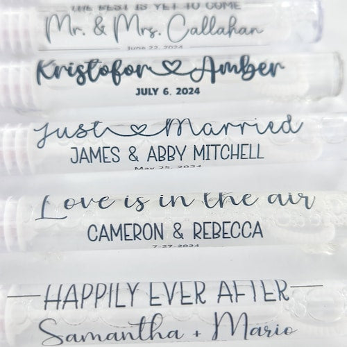 48pc Personalized Wedding Bubbles with Heart Stopper