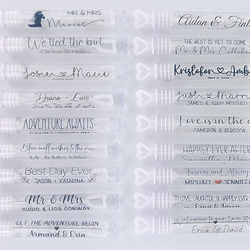 48pc Personalized Wedding Bubbles with Heart Stopper