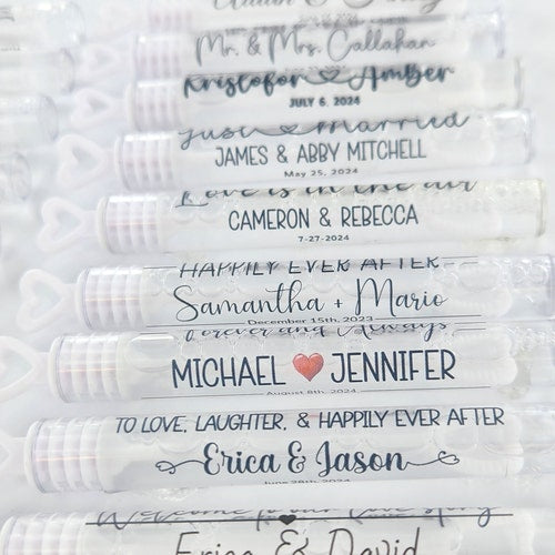 48pc Personalized Wedding Bubbles with Heart Stopper