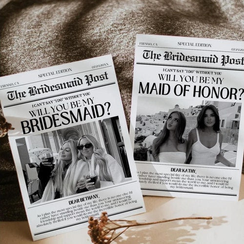 Bridesmaid Proposal Newspaper Card