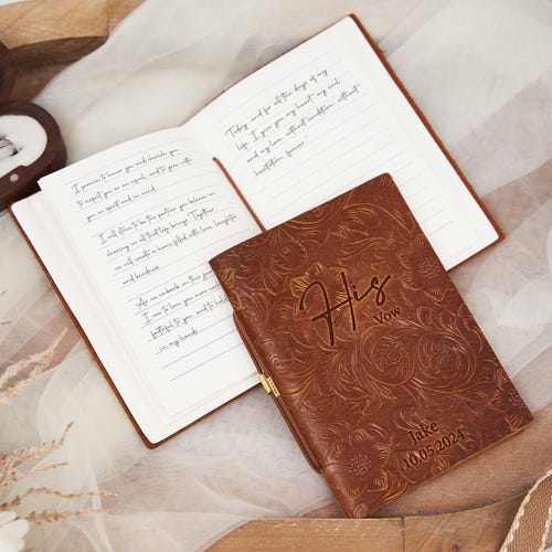Personalized Leather Wedding Vow Books – Set of 2 Custom His & Her Vow Booklets, Wedding Keepsake