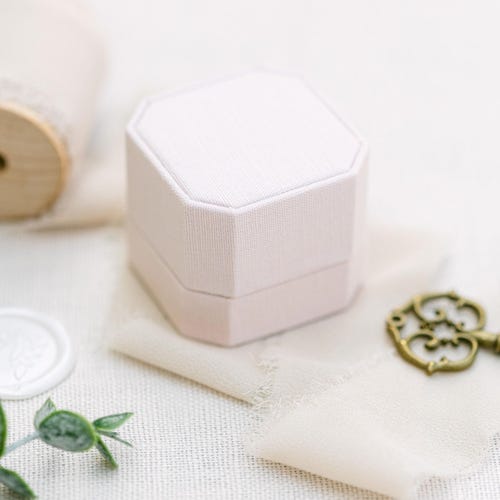 Triple Slot Linen Ring Box | Personalized Wedding & Engagement Ring Holder