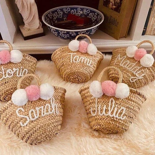 Personalized Straw Tote Bags for Bridal Party and Bachelorette