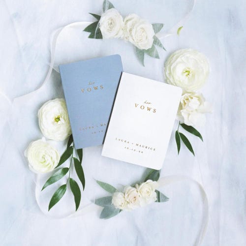 Personalized Wedding Vow Booklets – Blue & Gold Foil, Custom His & Her Vow Books