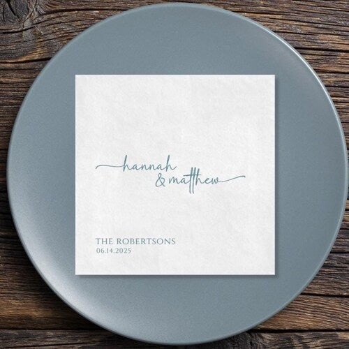 Personalized Wedding Cocktail Napkins – Modern Minimalist Design