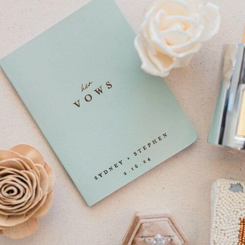 Personalized Wedding Vow Booklets – Blue & Gold Foil, Custom His & Her Vow Books