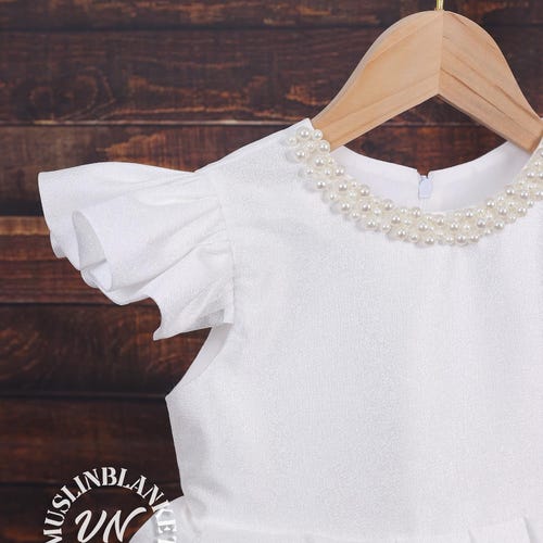 Ivory Pearls Neckline Baby Girl Dress