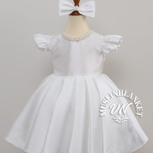 Ivory Pearls Neckline Baby Girl Dress